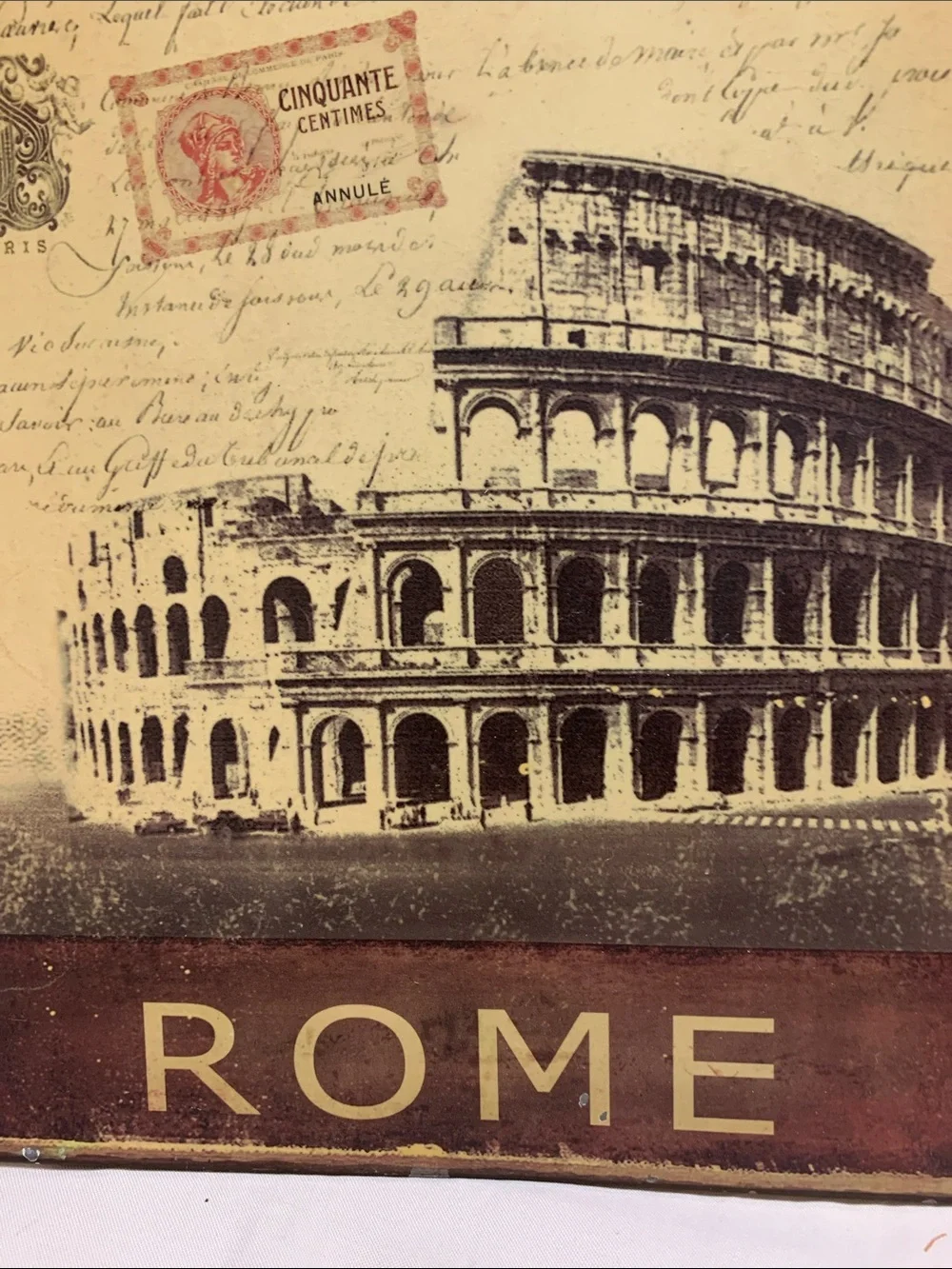 Vintage Rome Colosseum Wall Art - Beige and Brown